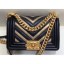 Chanel Metallic Boy Small Flap Bag Chevron Black/Gold 2019 CE01014