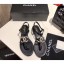 Chanel pearl CC Logo Thong Sandals G35692 Black 2020 CE03801