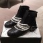 Chanel Pearl Chain Buckle Short Boots Black 2019 Collection CE02157