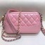 Chanel Pearl Glossy Quilted Vintage Leather Gabrielle Clutch with Chain A94505 Pink 2019 Collection CE02559