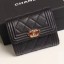 Chanel Quilted Grained Calfskin Boy Small Flap Wallet A81996 Black 2019 Collection CE03107