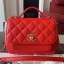 Chanel Quilted Grained Calfskin Mini Messenger Flap Top Handle Bag A93067 Red 2019 Collection CE03011