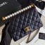 Chanel Quilted Iridescent Lambskin Pearls Flap Bag AS0585 Black 2019 Collection CE03527