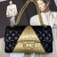Chanel Quilted Lambskin and Crocodile Embossed Calfskin Medium 2.55 Flap Bag A37586 Black 2019 Collection CE02035