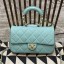 Chanel Quilted Lambskin Medium Flap Bag with Ring Top Handle AS1358 Blue 2020 Collection CE01769