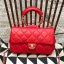 Chanel Quilted Lambskin Medium Flap Bag with Ring Top Handle AS1358 Red 2020 Collection CE03976