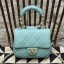 Chanel Quilted Lambskin Small Flap Bag with Ring Top Handle AS1357 Blue 2020 Collection CE03936