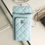 Chanel Quilted Lambskin Vertical Phone Holder/Classic Clutch with Chain AP0990 Blue 2019 Collection CE02817