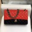 Chanel Quilted Patent Calfskin Medium Classic Flap Bag A01112 Red/Black/Gold 2019 Collection CE02576