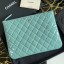 Chanel Quilted Patent Leather Medium Pouch Blue 2020 Collection CE01549