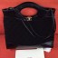 Chanel Quilted Velvet 31 Medium Shopping Bag Black 2019 Collection CE04184