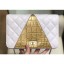 Chanel Reissue 2.55 Lambskin and Crocodile Embossed Calfskin Wallet on Chain WOC Bag AP0612 White/Gold 2019 CE01041