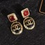 Chanel Resin Stone Short Earrings AB2985 Burgundy/Gold/Black 2020 Collection CE02695