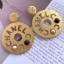 Chanel Round Metal Cutout Lettering Short Earrings AB1602 Gold/Blue 2019 Collection CE00941