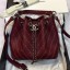 Chanel Studded Chevron Calfskin Bucket Bag Burgundy 2019 Collection CE00899