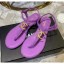 Chanel Tweed & Lambskin Thong Sandals With CC Logo Purple 2020 Collection CE01038