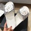Chanel Tweed Camellia Flat Slide Sandal Black/White 2020 Collection CE03186