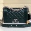 Chanel Vintage Quilted Leather Small Boy Flap Bag Green 2019 Collection CE02715