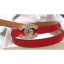 Chanel Width 2cm Crystal CC Logo Buckle Leather Belt Red CE02122