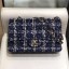 Cheap Chanel Check Tweed Medium Flap Bag A01112 Blue 2019 Collection CE04345