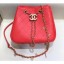 Cheap Imitation Chanel Charms Lambskin Drawstring Bucket Mini Bag Red 2019 CE03247