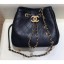 Cheap Replica Chanel Charms Lambskin Drawstring Bucket Mini Bag Black 2019 CE03213