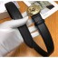 Copy AAA Chanel Width 3cm CC Logo Round Buckle Leather Belt Black/Gold CE03439