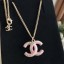 Copy Best Chanel Pearls CC Necklace Pink/Gold/White 2019 Collection CE04096