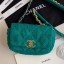 Copy Chanel 19 Tweed Flap Waist Bag/Belt Bag AS1163 Green 2019 Collection CE01151