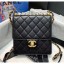 Copy Chanel Acrylic Beads Goatskin Mini Falp Bag AS0584 Black/Gold 2020 Collection CE01926