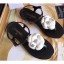 Copy Chanel Camellia Thong Sandals Black/White 2019 CE01166