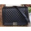 Copy Chanel Caviar Leather Boy Flap Large Bag Black/Silver CE02474