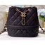 Copy Chanel Caviar Leather Quilted Rolled Up Drawstring Bucket Bag Black CE04310
