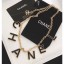 Copy Chanel Chain Necklace with CHANEL Logo Pendant Gold/Black 2018 CE02650
