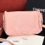 Copy Chanel Fringe Trim Fabric CC Flap Bag Pink 2019 Collection CE03960