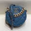 Copy Chanel Maxi-Quilted Lambskin Round Clutch with Chain Blue 2019 Collection CE01807