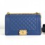 Copy Chanel Quilted Calfskin Medium Boy Flap Bag A67086 Blue 2019 Collection CE03847
