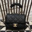 Copy Chanel Quilted Lambskin Small Flap Bag with Ring Top Handle AS1357 Black 2020 Collection CE00885