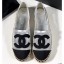Copy Chanel Stitching CC Logo Espadrilles Black/Mesh Silver CE02719