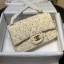 Copy Chanel Tweed Lurex Small Flap Bag White/Gold 2019 Collection CE01450