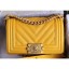 Copy Hot Chanel Caviar Leather Chevron Boy Flap Small Bag Yellow/Gold CE00891