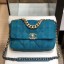 Designer Copy Chanel 19 Wool Tweed Large Flap Bag AS1161 Dark Blue 2019 Collection CE03312
