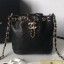 Designer Replica Chanel Quilted Leather Chain Drawstring Mini Bucket Bag Black 2019 Collection CE03724