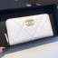 Fake Chanel 19 Goatskin Long Zipped Wallet AP1063 White 2019 Collection CE01833