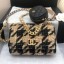 Fake Chanel 19 Houndstooth Tweed Flap Bag and Coin Purse Black/Beige 2019 Collection CE01388