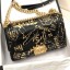 Fake Chanel Crocodile Embossed Graffiti Leather Medium Boy Flap Bag A67086 Black 2019 Collection CE03763
