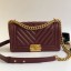 Fake Chanel Grained Chevron Calfskin Medium Boy Flap Bag Burgundy 2020 Collection CE00914
