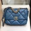 Fake Chanel Lambskin 19 Small Flap Bag AS1160 Blue 2019 Collection CE02387