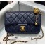 Fake Chanel Lambskin & Gold-Tone Metal Flap Bag AS1787 Navy Blue 2020 Collection CE03561