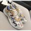 Fake Chanel Multicolor Print Fabric & Calfskin Sneaker Beige/White 2020 Collection CE01149